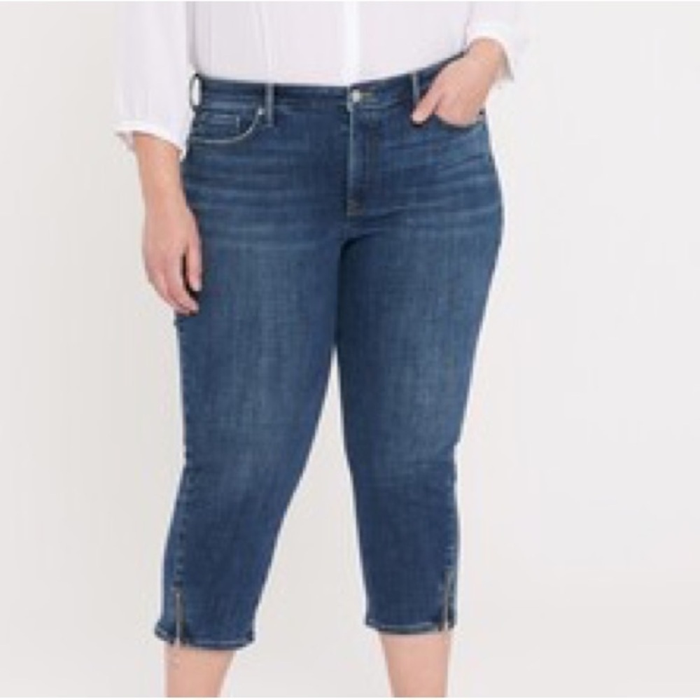 NYDJ Blue Chloe Skinny Capri Ankle Zip Jeans Size 14W